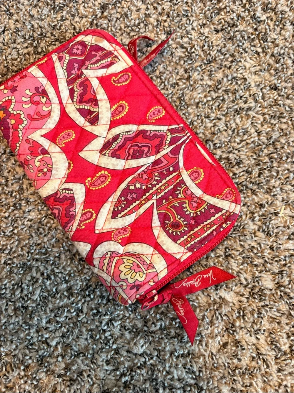 Vera Bradley Pink and Cream Quilted Zip Pouch